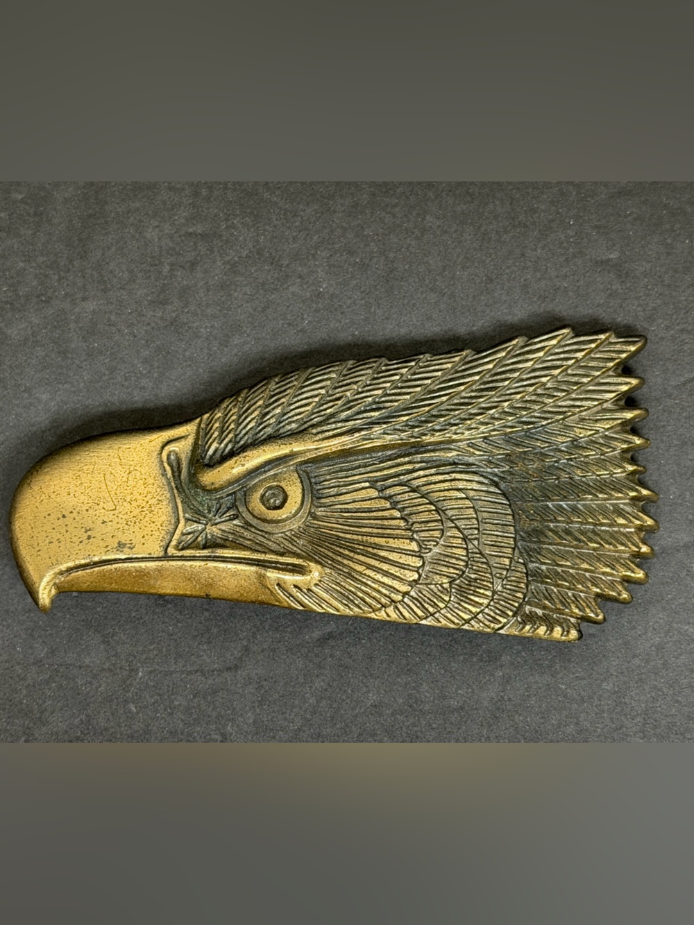 Vintage 1976 Eagle Brass Belt Buckle The Great American Buckle Co SN # 120 USA